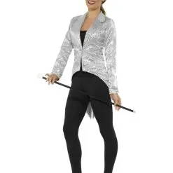 Silver Sequin Tailcoat Jacket Ladies