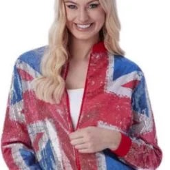 Union Jack Sequin Bomber Jacket