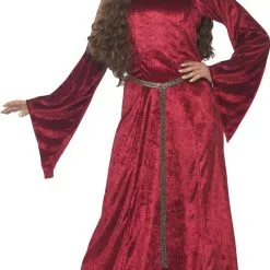 Medieval Maid Fancy Dress Costume Red