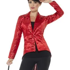 Red Sequin Tailcoat Jacket Ladies