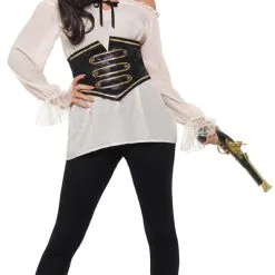 Deluxe White Pirate Shirt Ladies Costume Accessory