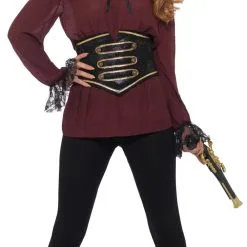 Deluxe Burgundy Pirate Shirt Ladies Costume Accessory