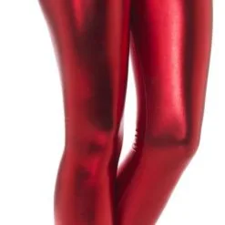 80s Metallic Disco Leggings Red Ladies Costume Accessory