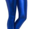 80s Metallic Disco Leggings Blue Ladies Costume Accessory