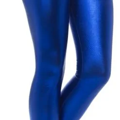 80s Metallic Disco Leggings Blue Ladies Costume Accessory