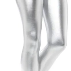 80s Metallic Disco Leggings Silver Ladies Costume Accessory
