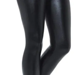 80s Metallic Disco Leggings Black Ladies Costume Accessory