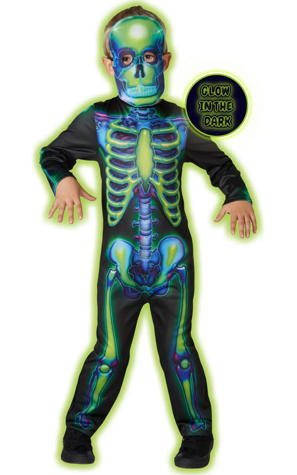 Neon Skeleton Kids Costume 3 Neon Skeleton Kids Costume