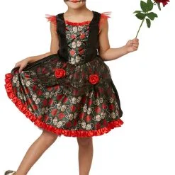 Red Rose Day Of The Dead Kids Costume