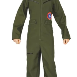 Pilot Boys Fancy Dress 80s Airforce Military Flight Suit Uniform Kids Costume