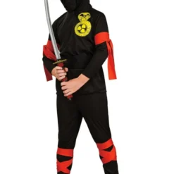 Kids Child Ninja Hooded Fancy Dress Costume