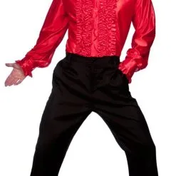 Mens Red Disco Ruffle Shirt