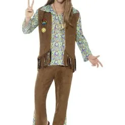 60s Hippie Costume, With Trousers, Top, Waistcoat