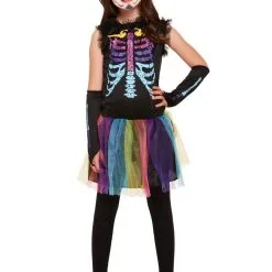 Multicolour Skeleton Kids Costume