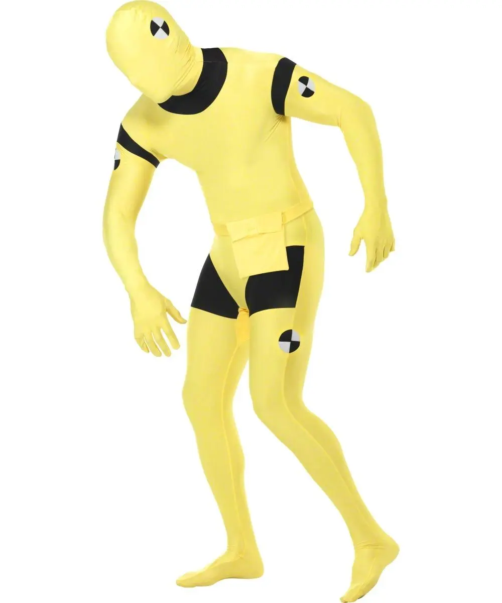Yellow Crash Dummy Second Skin Suit Costume 3 Yellow Crash Dummy Second Skin Suit Costume