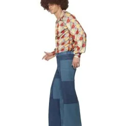 70s Patchwork Denim Look Flares -Hot Sale Cosyumes Store lrgscaleflaresmenside