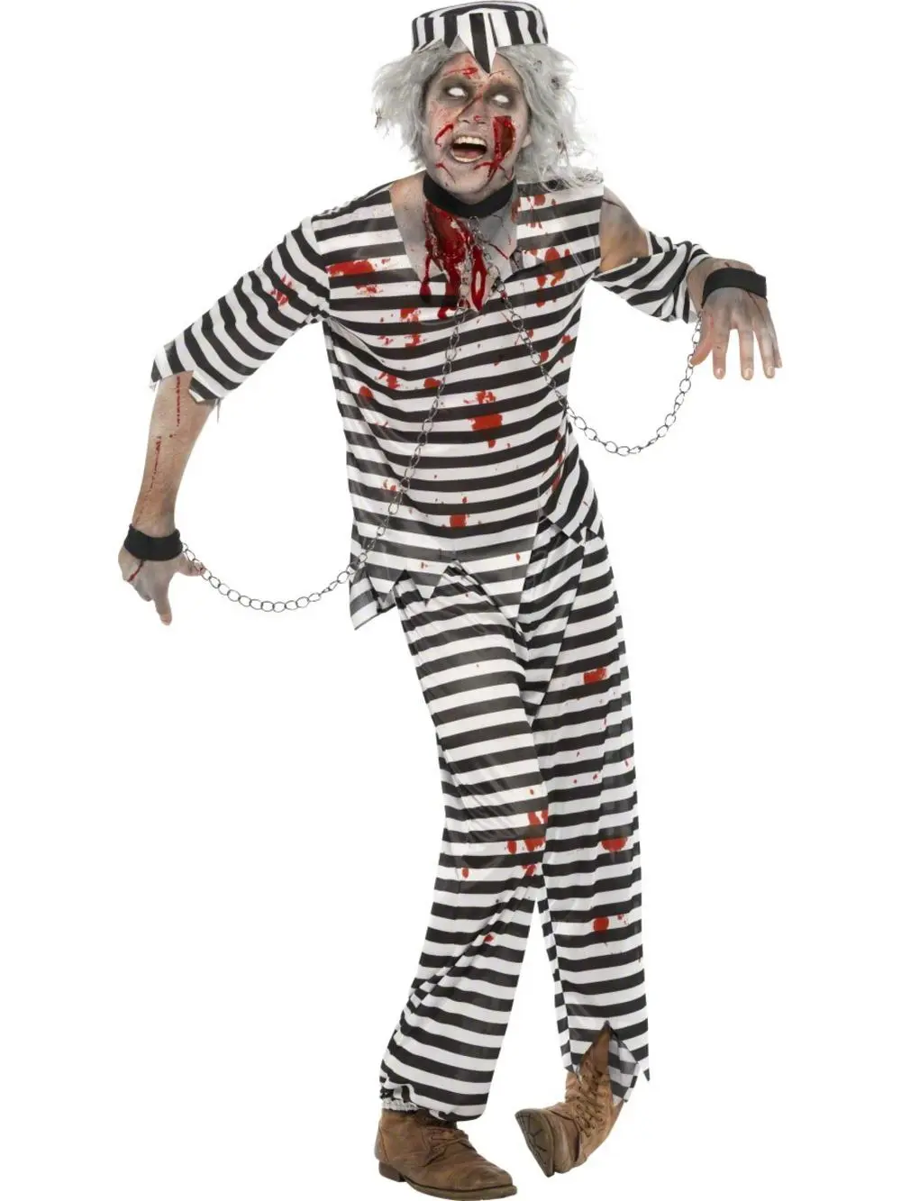 Zombie Convict Fancy Dress Costume 3 Zombie Convict Fancy Dress Costume